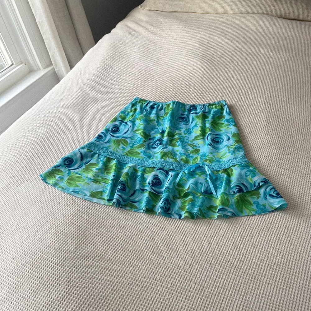 Y2K Floral Ruffle Mini Skirt